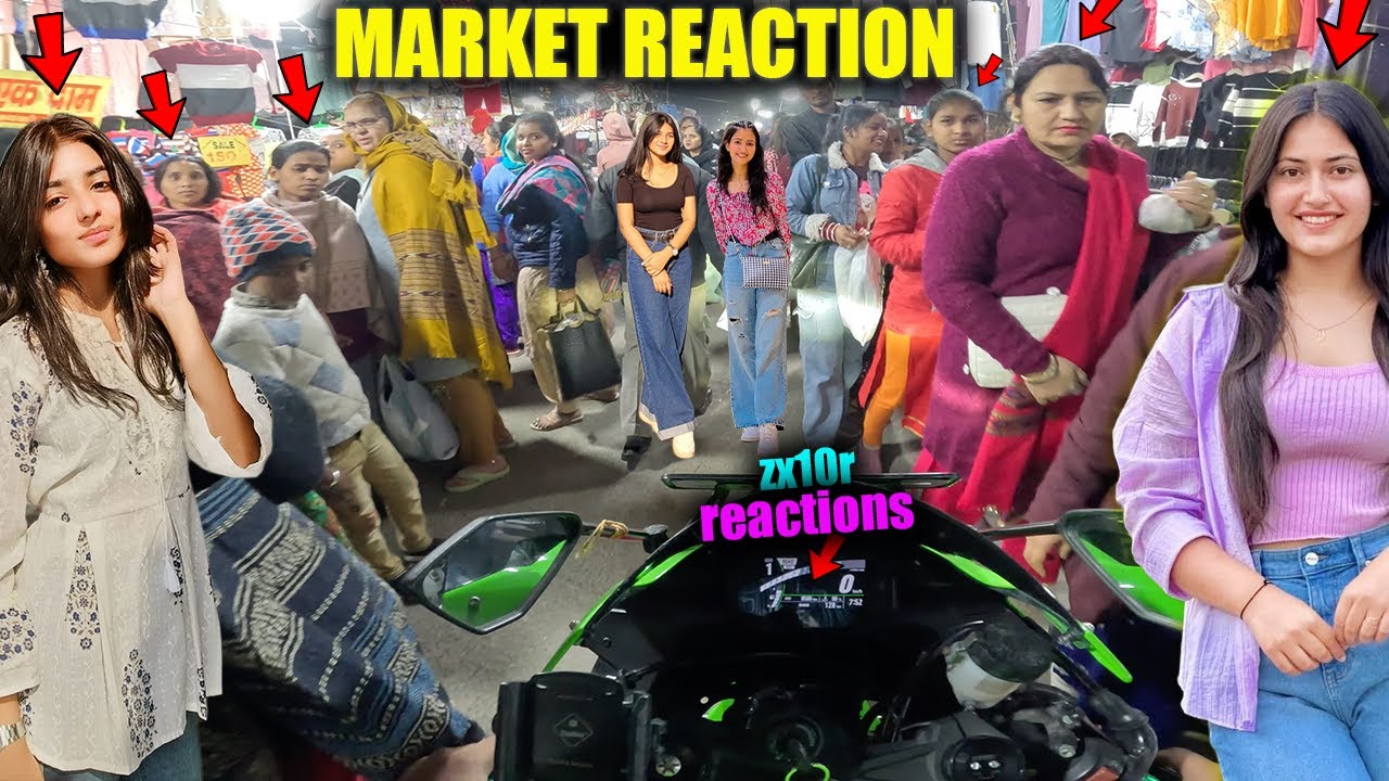Loudest Kawasaki ZX10R in Market || Loudest ZX10R Shocking Cute Girls Reactions || Market Reactions