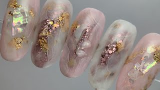 💎 Хрустальные камни на ногтях / Трендовый дизайн ногтей из Инстаграм / Мраморный маникюр