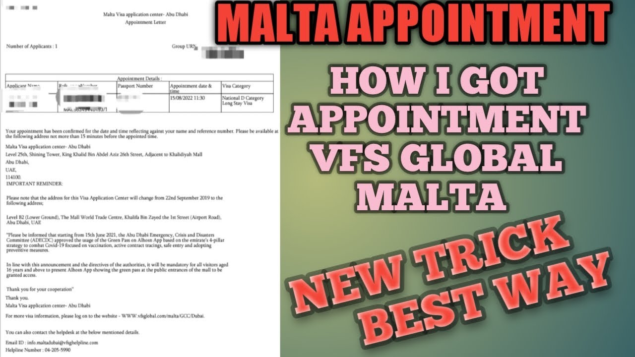 How to get MALTA VFS Appointment VFS APPOINTMENT for MALTA VISA MALTA VISA VFS