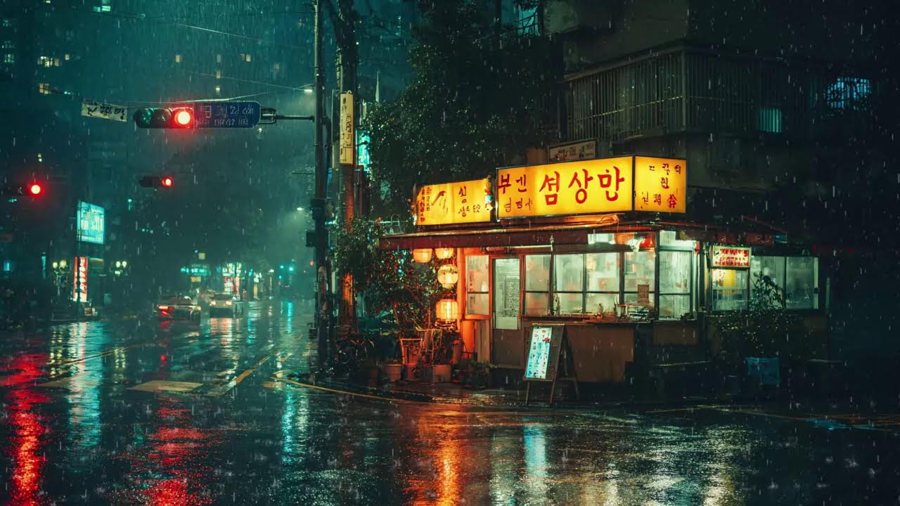 Kyoto Night Café Ambience ☕ Light Rain & Lofi for Study Mode