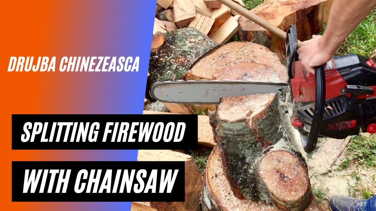 Drujba chinezeasca Splitting Firewood with Chainsaw 🔥 YouTube
