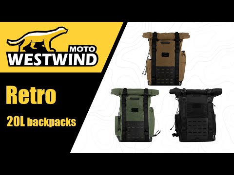 Westwind Vintage Military Backpack Replica: 8oz Waxed Canvas + Roll-Top | Commute/Outdoor/Riding