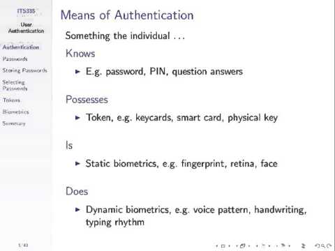 User Authentication and Passwords (ITS335, L06, Y15)