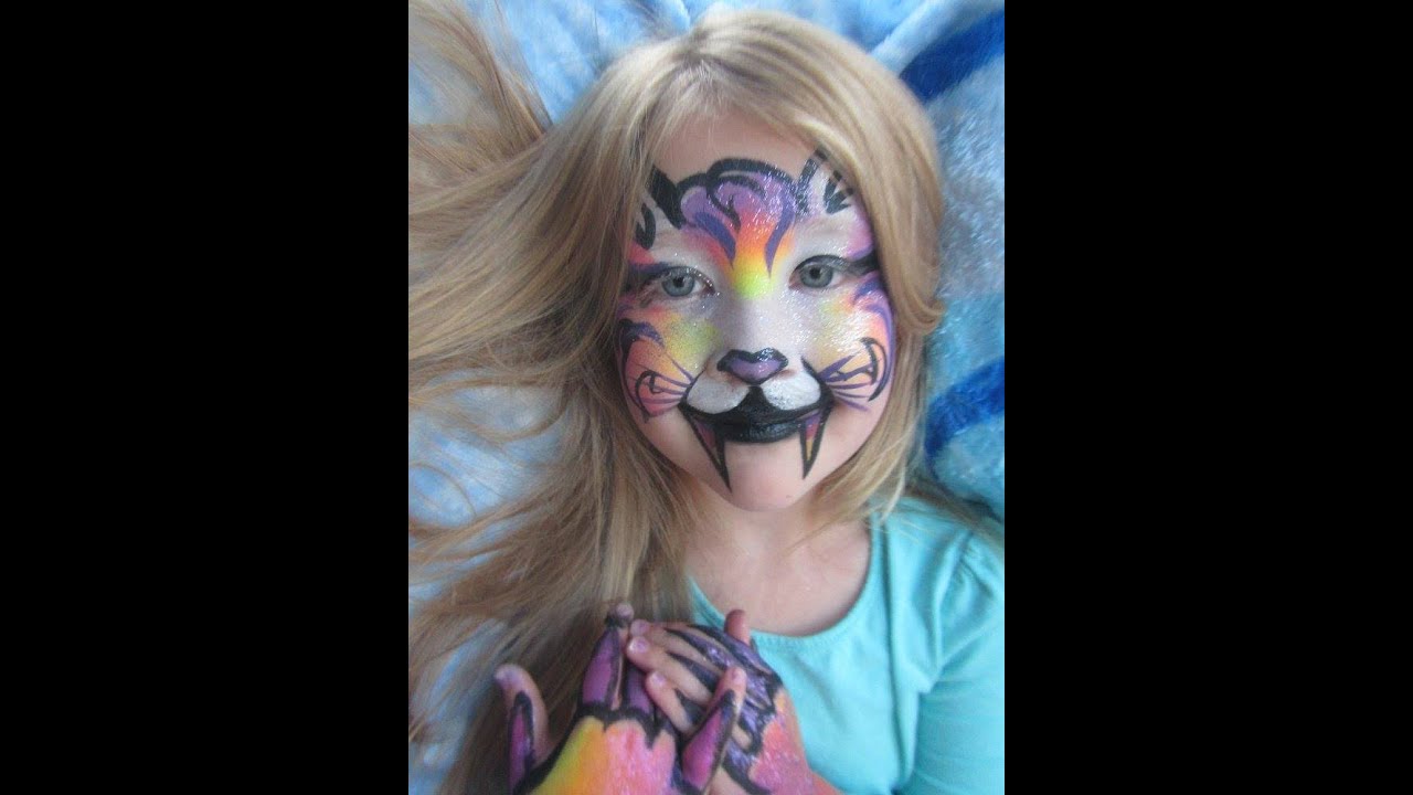 Rainbow Kitty Face Painting by Snowqueen - YouTube