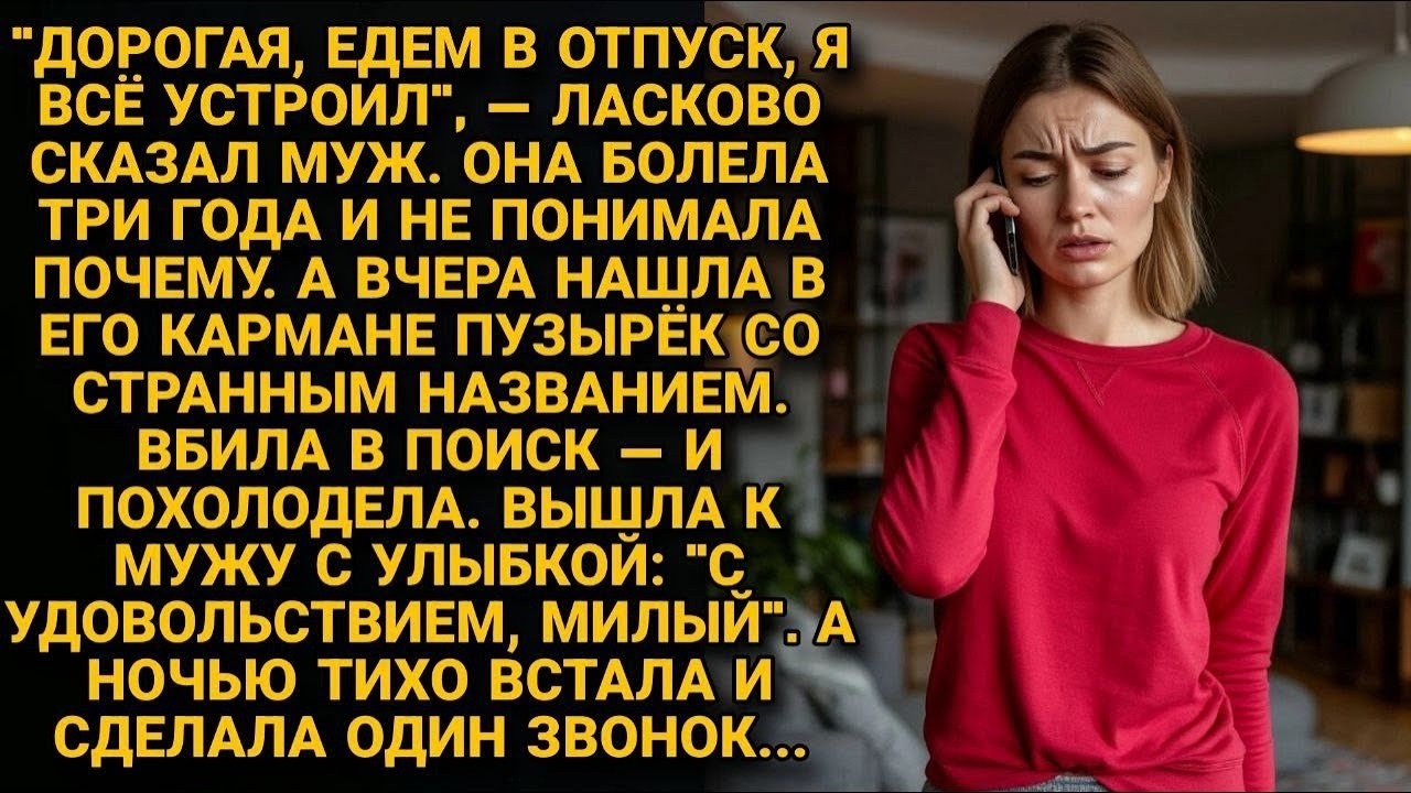 «Муж сказал Едем в отпуск  А она нашла в его кармане пузырёк и поняла — это ловушка