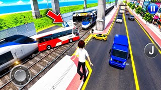 New Bus vs Bullet Train 🚍🚆 Extreme Speed Challenge | 3D Driving Class 2026 Android Gameplay screenshot 1