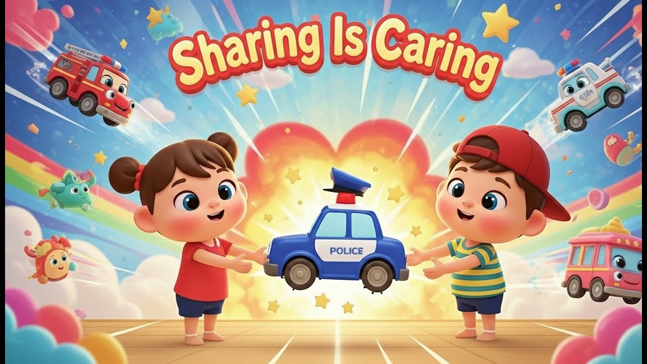 Sharing Is Caring | Toy Vehicles & Good Manners for Kids | Sharing Song | Nursery Rhymes & Kids Song