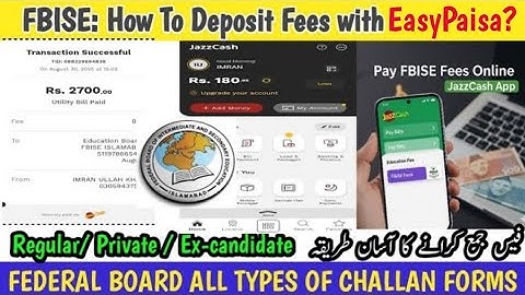 FBISE | How to pay challan form with Easypaisa App online | Pay Federal board Fee with Jazz Cash