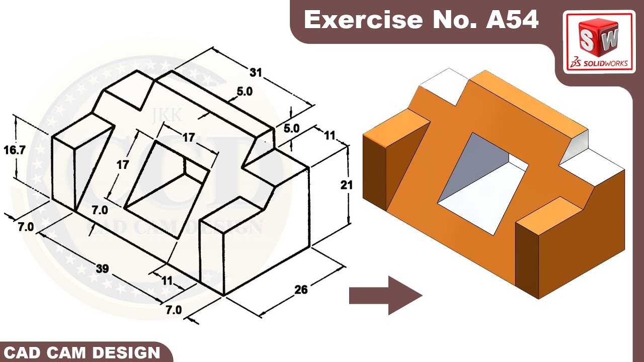 SolidWorks Tutorial for beginners Exercise A54 - YouTube
