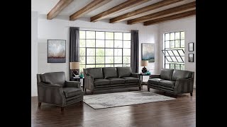 Prospera Home Edgewood (Dark Grey) Leather Sofa
