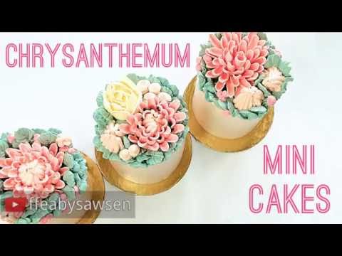 buttercream-chrysanthemum-mini-cakes---how-to-make-from-cupcakes-&-pipe-flowers-directly-on-a-cake