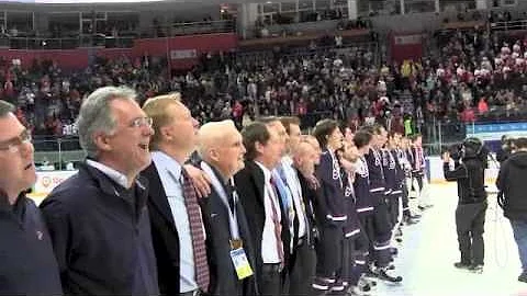 Team USA Sings National Anthem after winning 2013 IIHF World Juniors Gold Medal