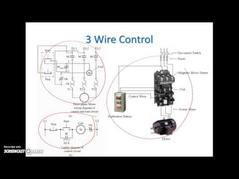 सीढ़ी आरेख मूल बातें #3 (2 तार और 3 तार मोटर नियंत्रण सर्किट)