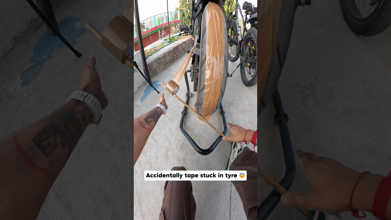 Accidentally tape stuck in bike tyre 😰