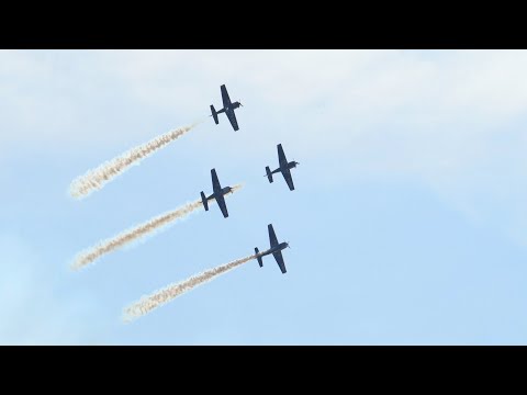 Flyby knights' first aerial stunt show in china lights up the sky