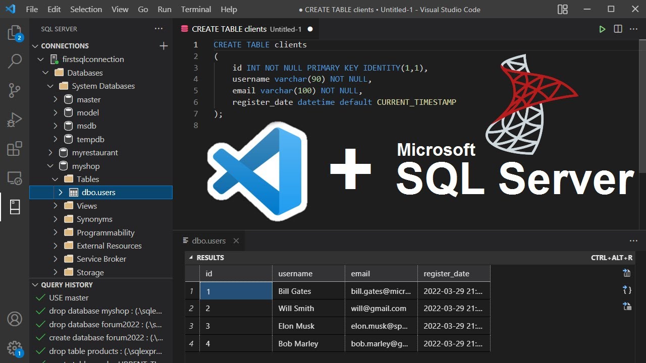 Connect To Sql Server Using Visual Studio Code And Run Sql Queries