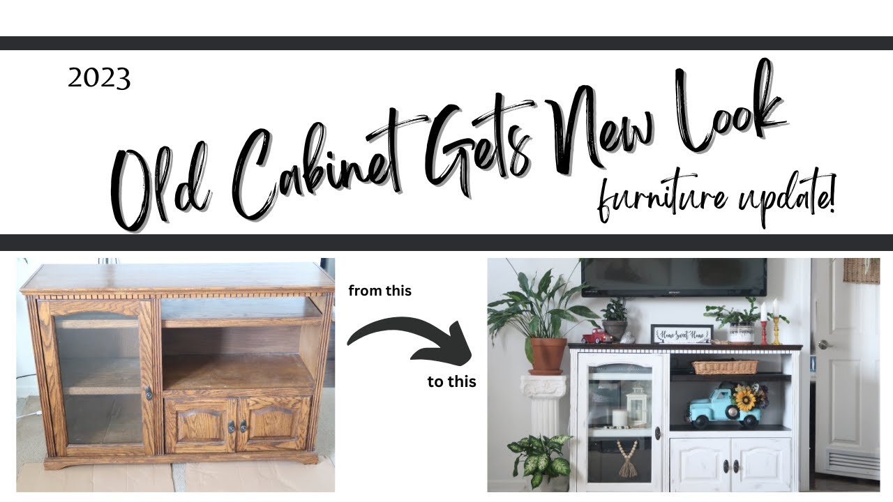 OLD CABINET GETS A NEW LOOK | Living Room Update 2023 | Farmhouse Style // ClutteredCorkBoard