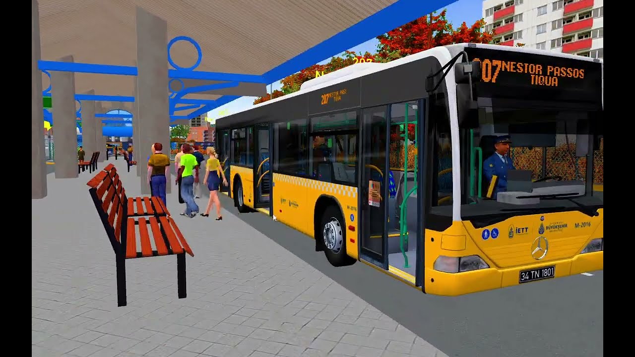 OMSİ 2 // CİTARO M-2016 İLE YOKUŞLU YOLLAR // FLORİPA FİCTİCİO 207 HATTI #citaro #iett #gameplay