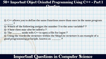 MCQ Questions Object Oriented Programming Using C++ - Part 1 with Answers