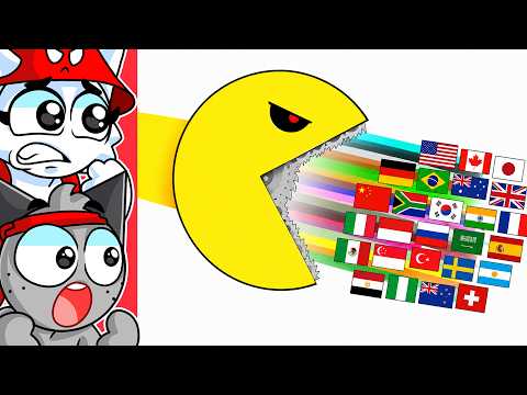 PACMAN vs COUNTRIES!!! (Marble Race)