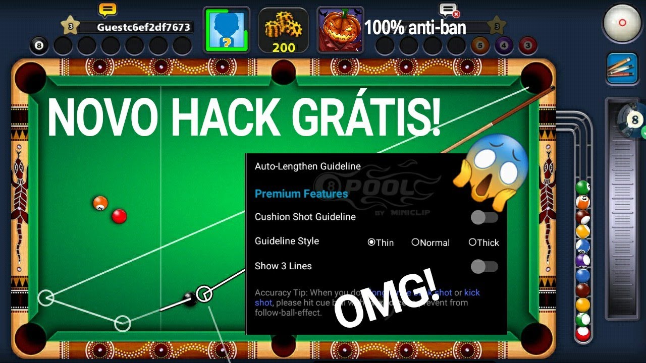 8 ball pool HACK GRÁTIS funcionando anti-ban tabelas épicas é muito ...