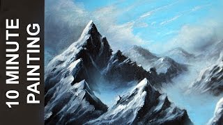 Painting a Misty Mountain Landscape with Acrylics in 10 Minutes!