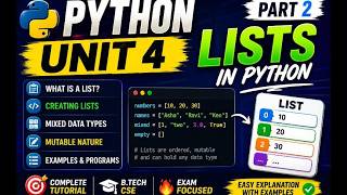 Python Programming Unit 4 - Lists in Python -Part 2