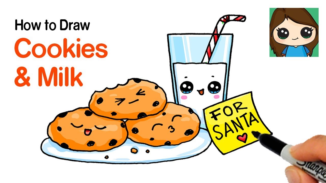 How to Draw Cookies and Milk for Santa Easy YouTube