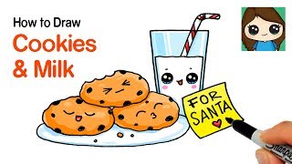 How to Draw Cookies and Milk for Santa Easy