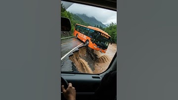 VIRAL! Bus Terguling  ke Sungai Karena Jalan Ambles #shorts