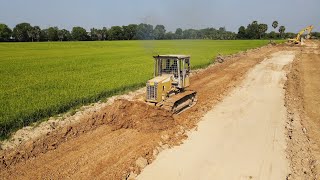 Bulldozer D31P Building Foundation New Road, New Project Installing Fast With Bulldozer