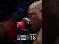 UFC welterweight fight  fourth round  Both fighters slowing from the accumulated pace  the early rou