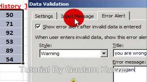 Data Validation ( Microsoft Excel - 2010 )