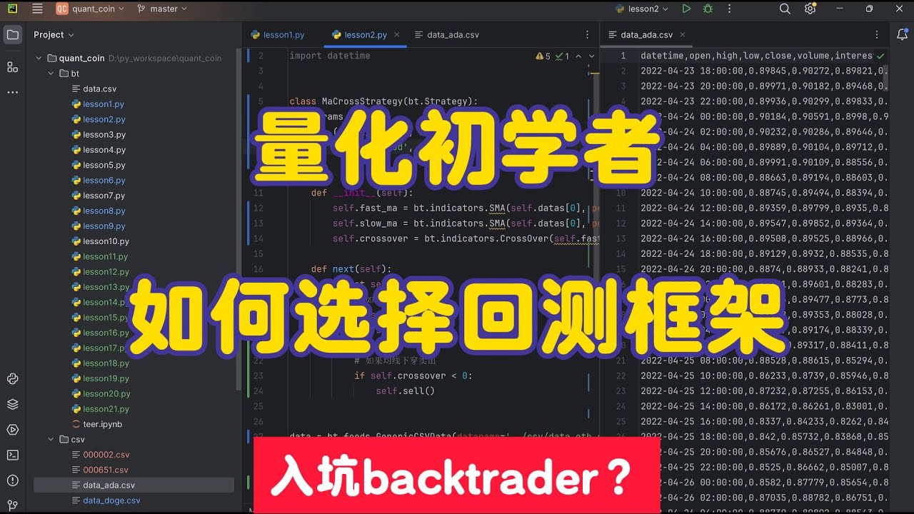 量化初学者如何选择回测框架 | 入坑backtrader | 量化交易策略学习