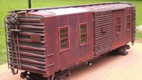 O Scale weathered cars and structures