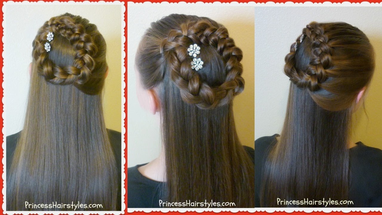 Side Braided Wreath Or Halo Braid Half Up Hairstyle