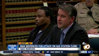Man sentenced for attack on gas station clerk