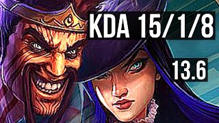 DRAVEN & Thresh vs CAIT & Amumu (ADC) | 15/1/8, Legendary, 900K mastery | KR Master | 13.6