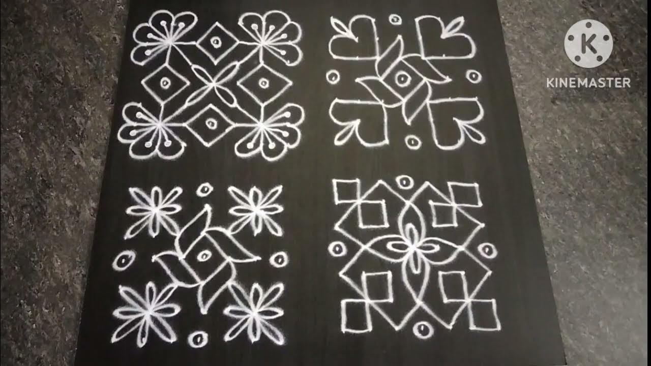 4 simple & easy chukki rangoli designs | dots 7×7 | daily rangoli ...