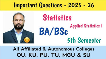 Toegepaste statistiek I Belangrijke vragen 2025-26 BA BSc 5e semester V Sem Imp OU KU TU PU MGU SU