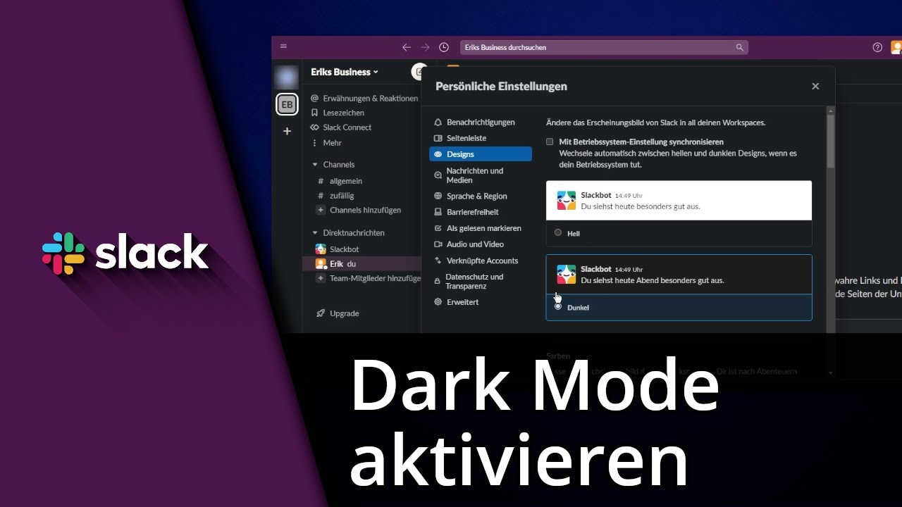 Slack Dark Mode | Slack Design ändern ✅ Tutorial