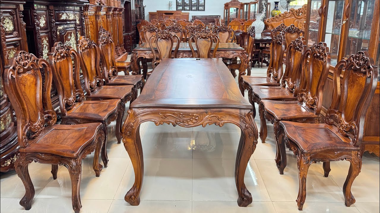 Bàn Dài Gỗ Cẩm Lai VN (10 ghế) Giá Ưu Đãi Cực Tốt