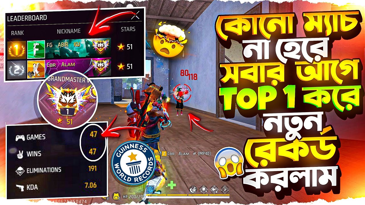 নতুন CS RANK এ কোনো ম্যাচ না হেরে সবার আগে TOP 1 DONE করে নতুন ওয়ার্ল্ড রেকর্ড করলাম  🤯