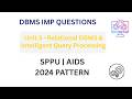 DBMS Unit 3 Imp Questions | Relational DBMS &amp; Intelligent Query Processing | SPPU AIDS 2024 Pattern