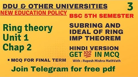 Ring theory | Subfield | Primefield | BSc 5th sem maths | Field | Integral domain | #MathVath |