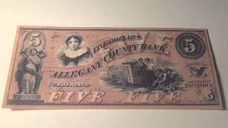 1860 Alleghany County Bank Of Maryland 5 Note