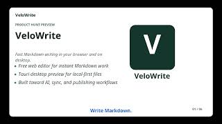 VeloWrite - Fast Markdown Editor for Web and Desktop