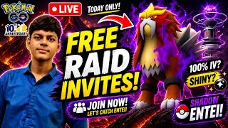 🔴 LIVE Shadow Entei Raid 🔥 Free Remote Raid Invites | Pokémon GO | JOIN NOW