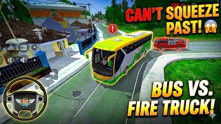 CAN'T SQUEEZE PAST! 😱 Bus vs. Fire Truck Epic Standoff!