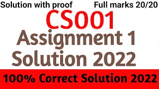 CS001 Assignment 1 Solution 2022 | CS001 Assignment 1 Solution Fall Semester 2022 | cs001